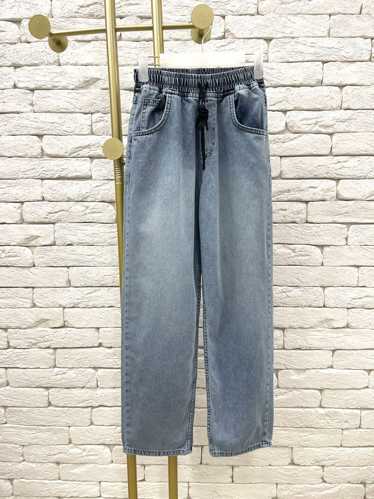 Джинси для хлопчика блакитний з куліскою 2-1506