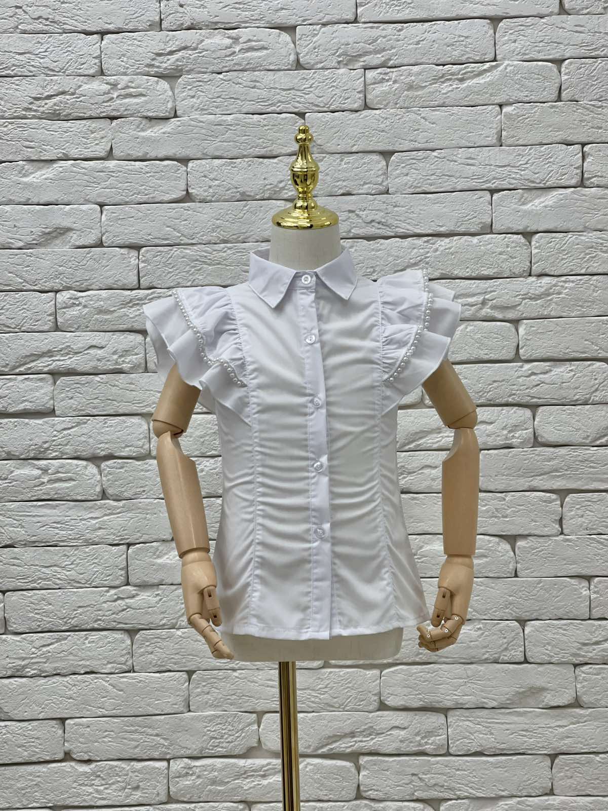 Блузи і сорочки. Блуза для дівчинки короткий рукав білий 5207A