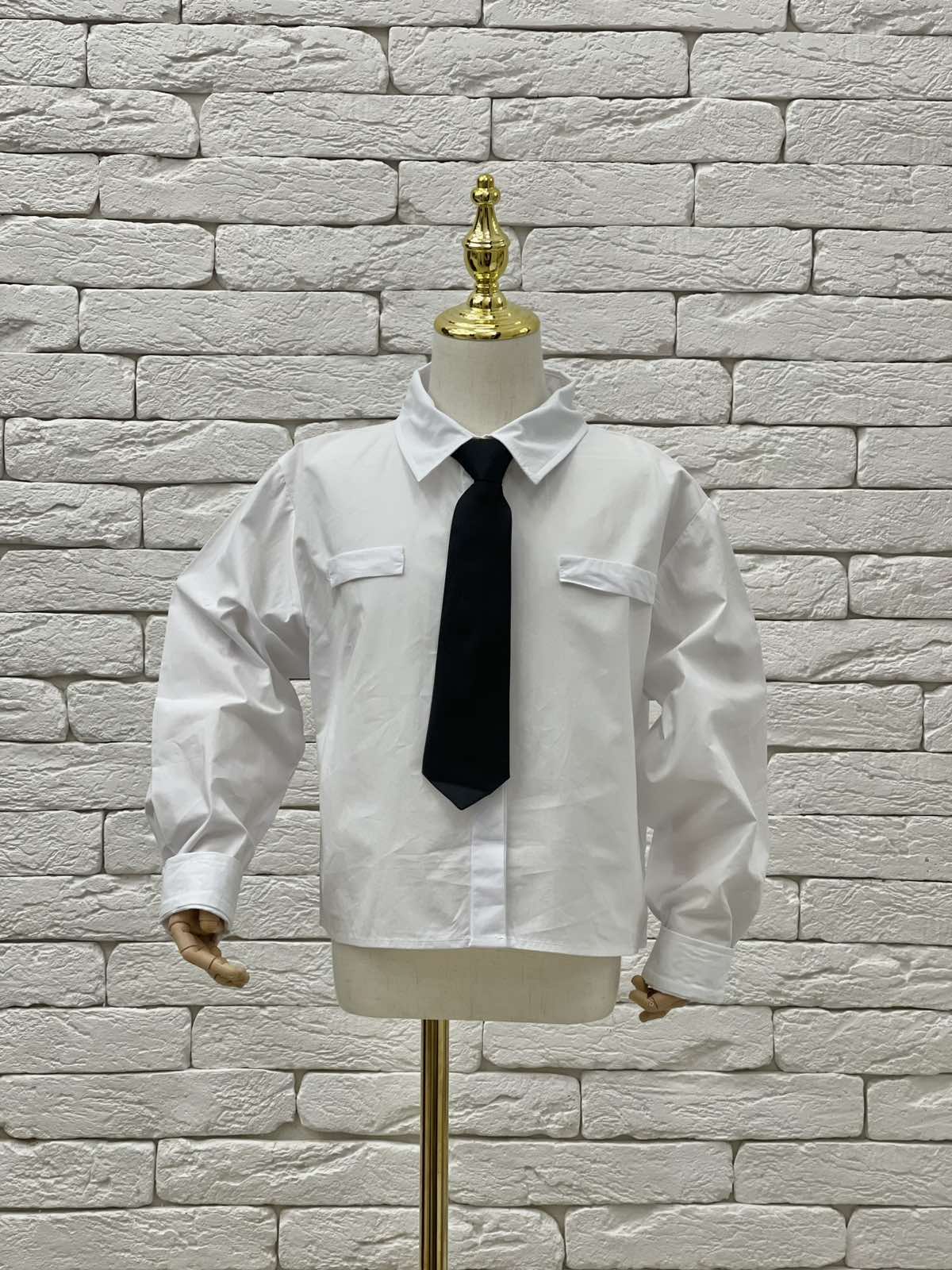 Блузи і сорочки. Сорочка для дівчинки з краваткою білий 6945