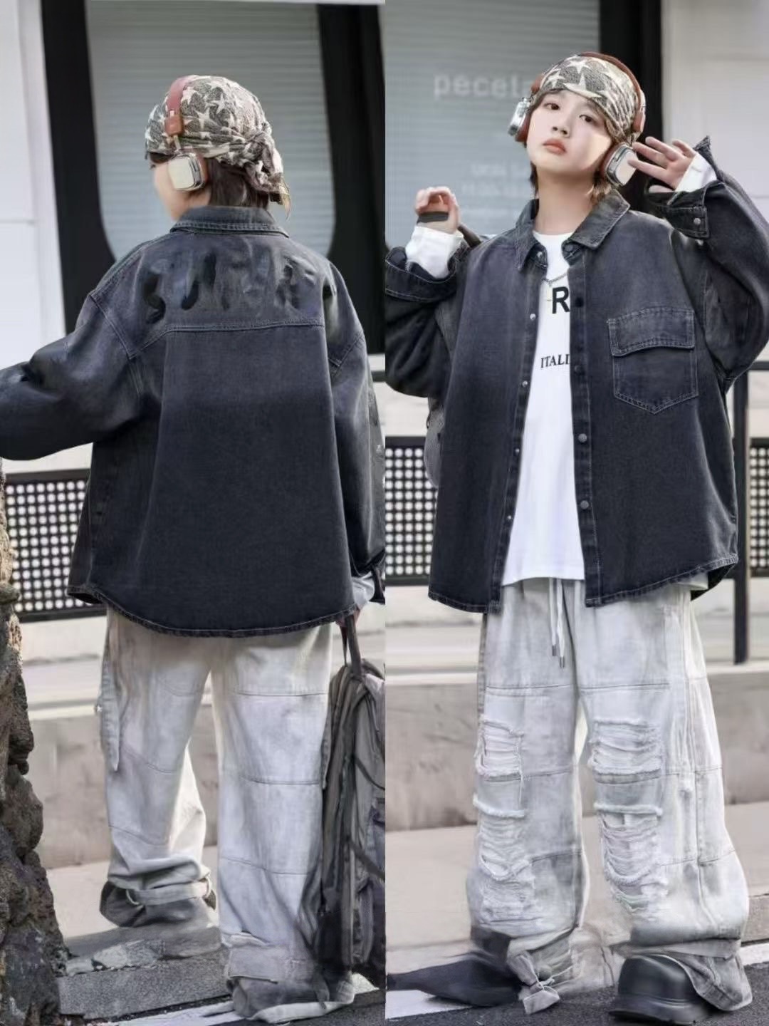 Комплекти і костюми. Комплект для хлопчика сорочка джинс+лонгслів сірий 801