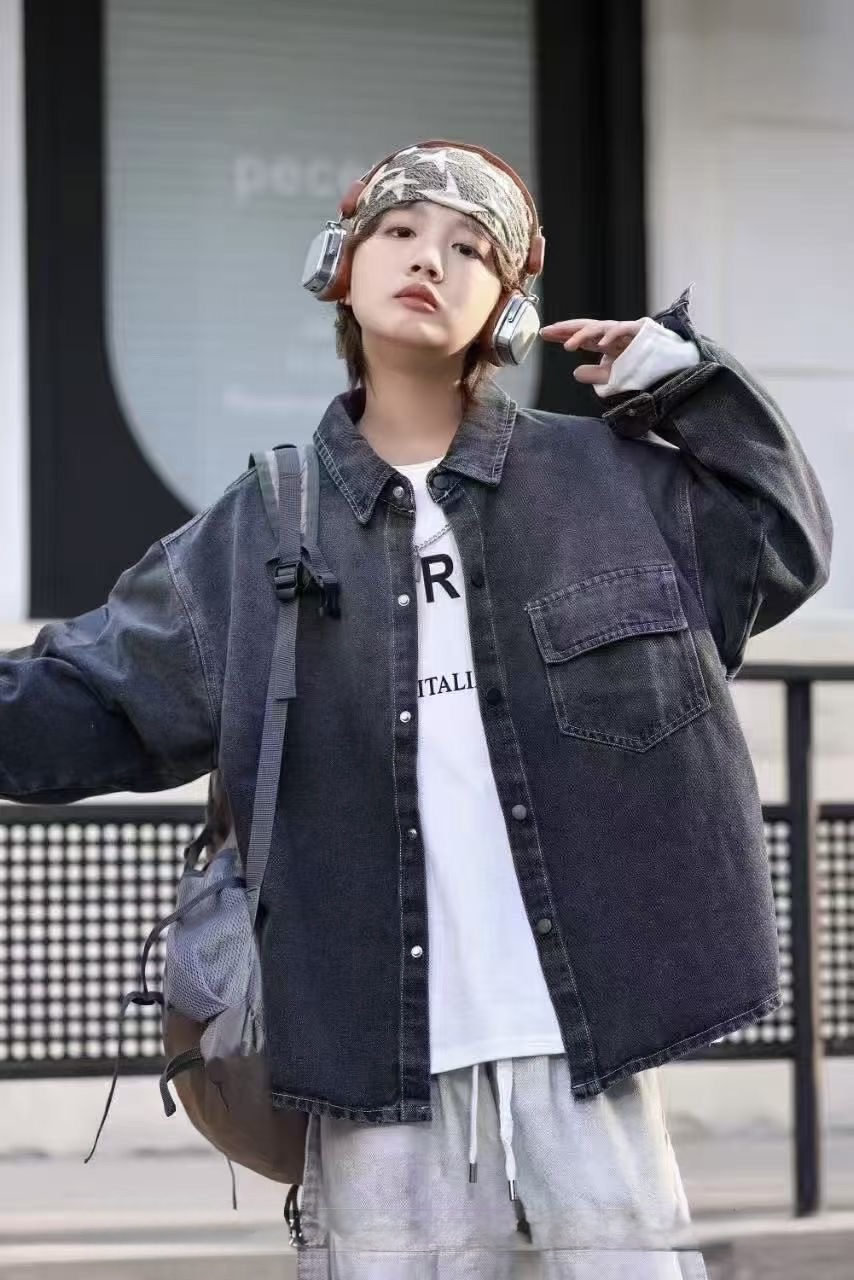 Комплекти і костюми. Комплект для хлопчика сорочка джинс+лонгслів сірий 801