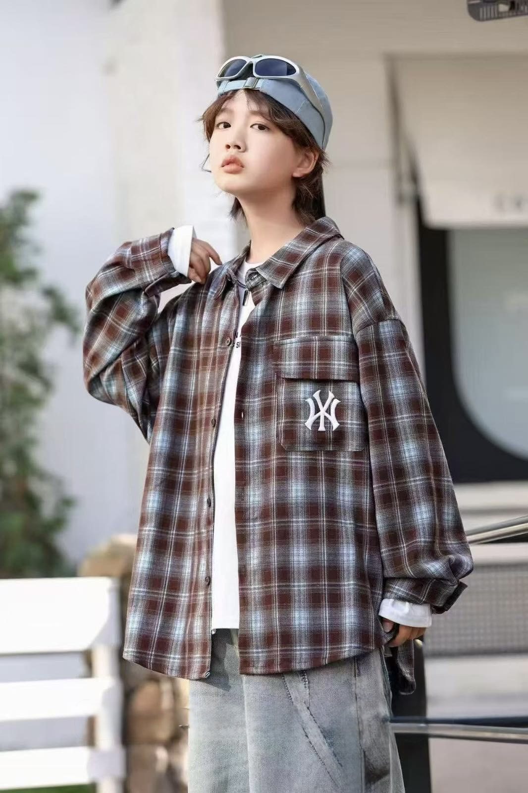 Комплекти і костюми. Комплект для хлопчика сорочка клітинка+лонгслів коричневий 803-2