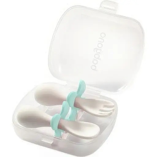 Ложечка і виделка у футлярі (Мятний) Babyono BO-969-04