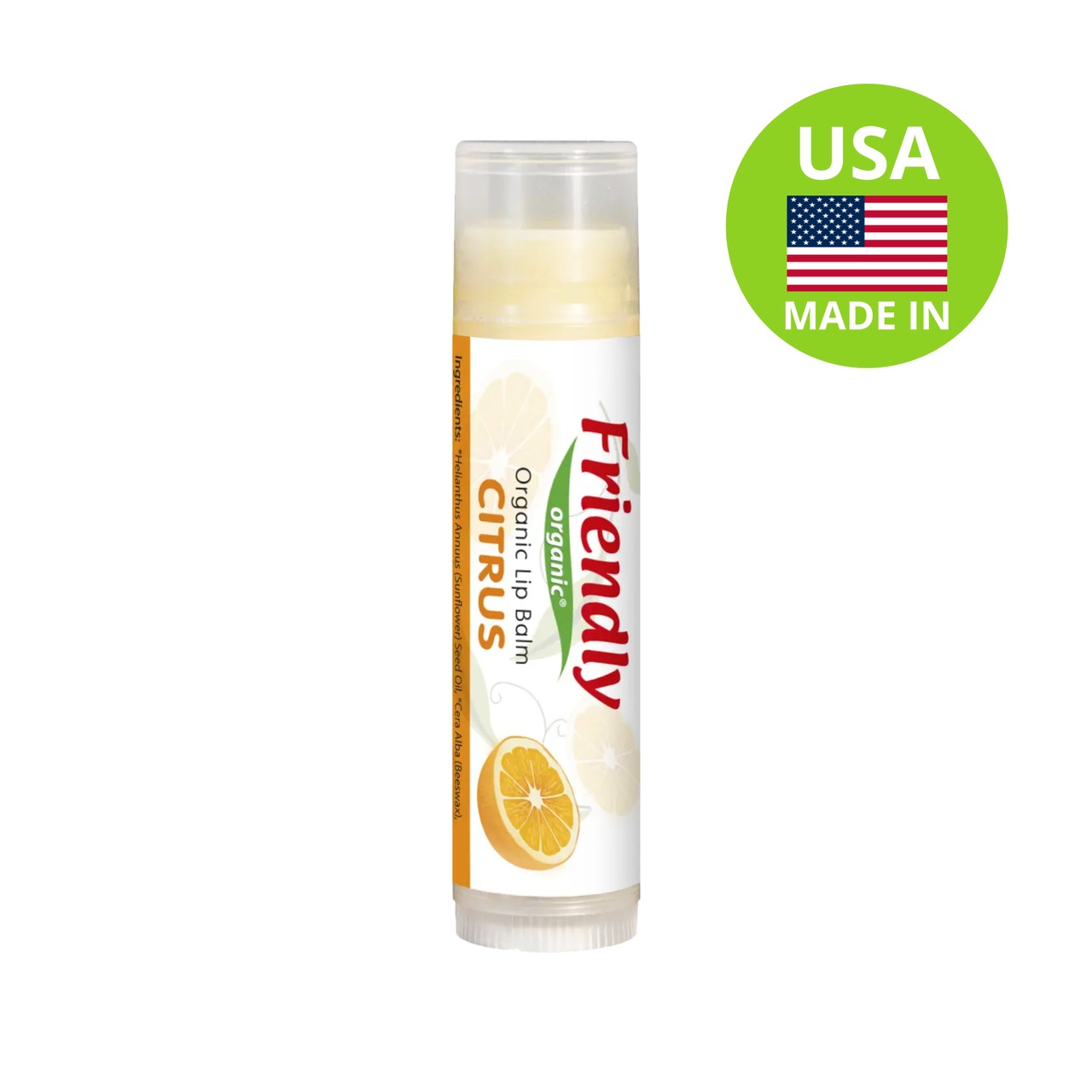 Бальзам для губ торговельної марки FRIENDLY ORGANIC. цитрус