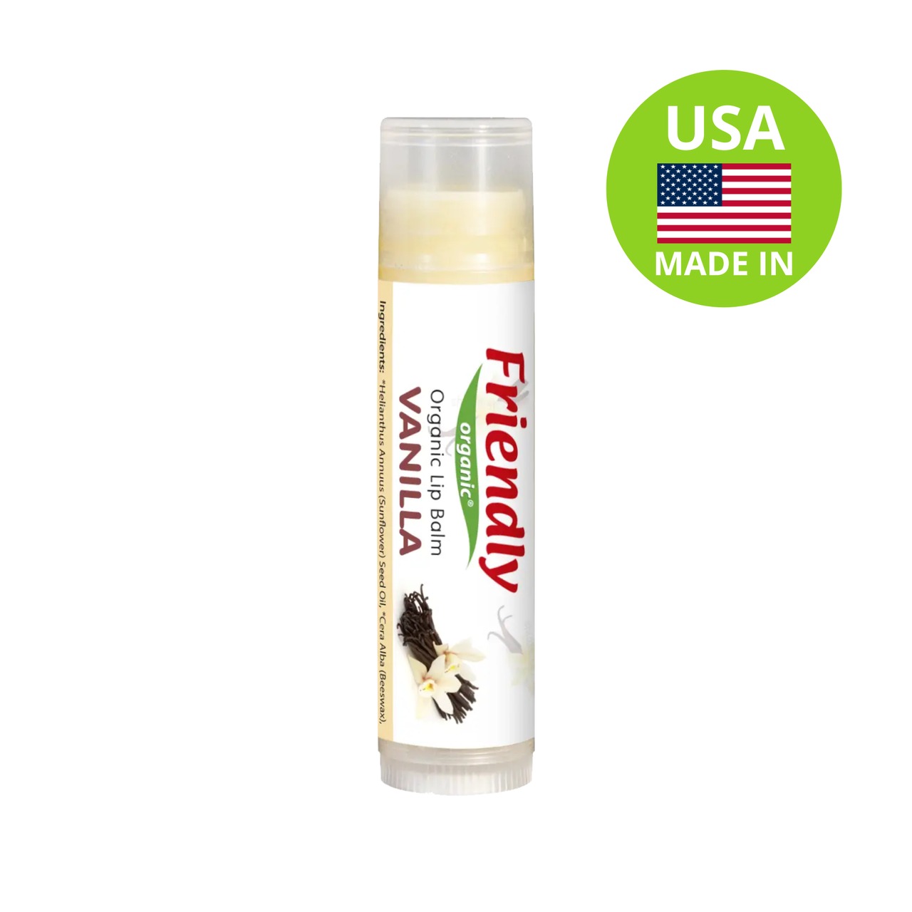 Бальзам для губ торговельної марки FRIENDLY ORGANIC. Ваніль