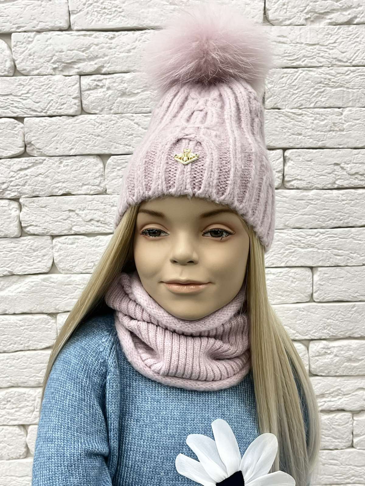 Комплект: шапка+хомут ліловий для дівчинки 23WI29ПЕ-3