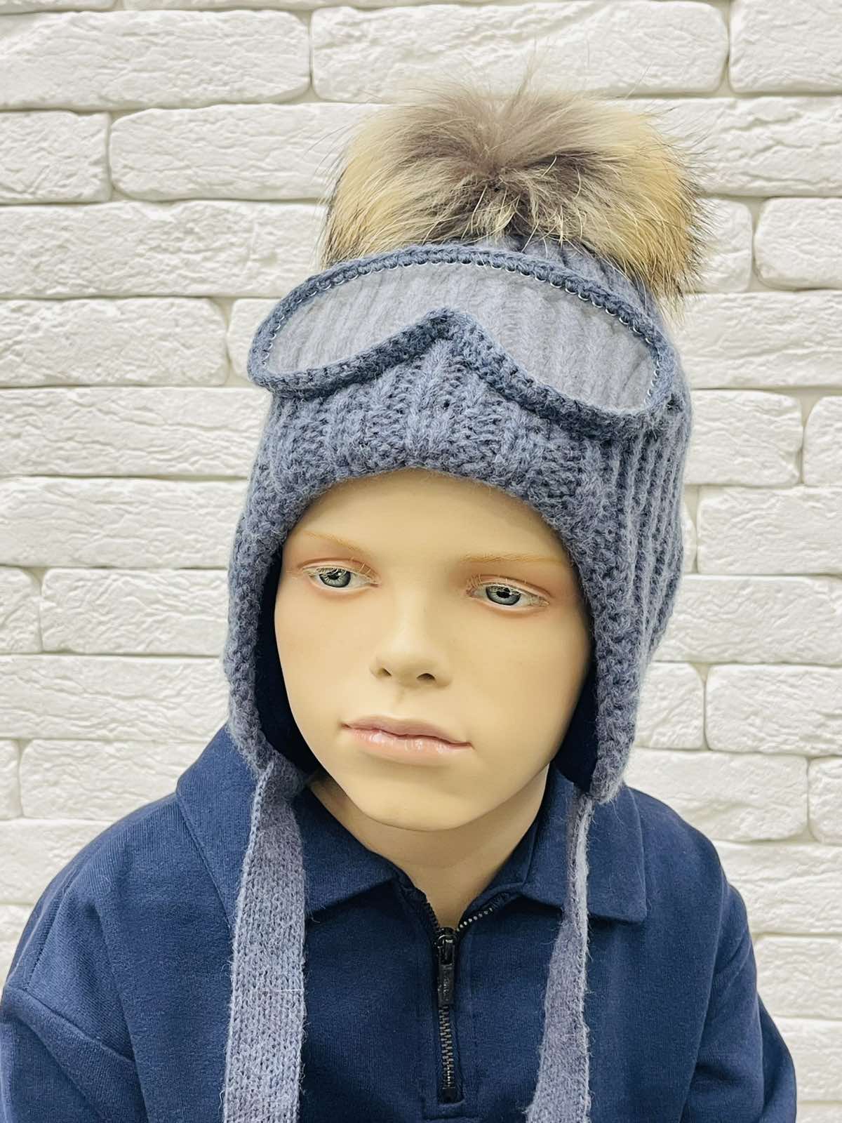 Шапка для хлопчика з окулярами джинс 24W05ПЕ