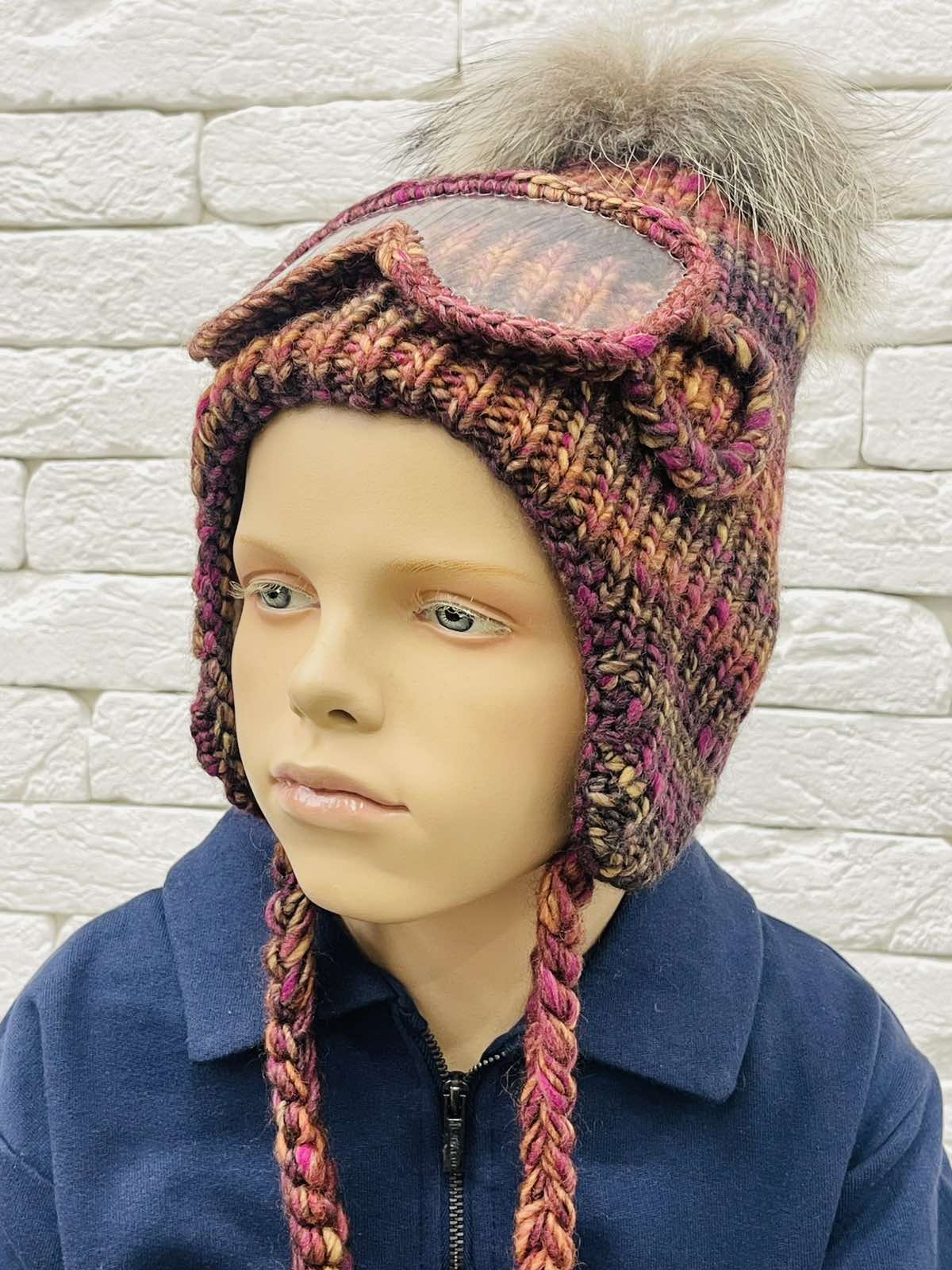 Шапка для хлопчика з окулярами кольровий 24W104