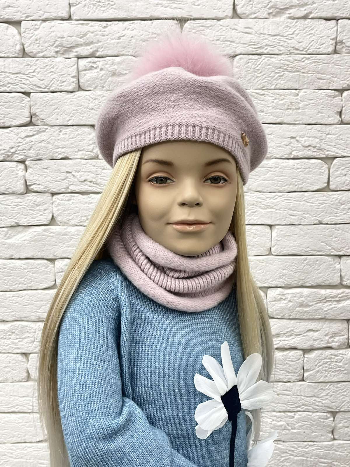 Комплект: берет+хомут ліловий для дівчинки 25W36K-3