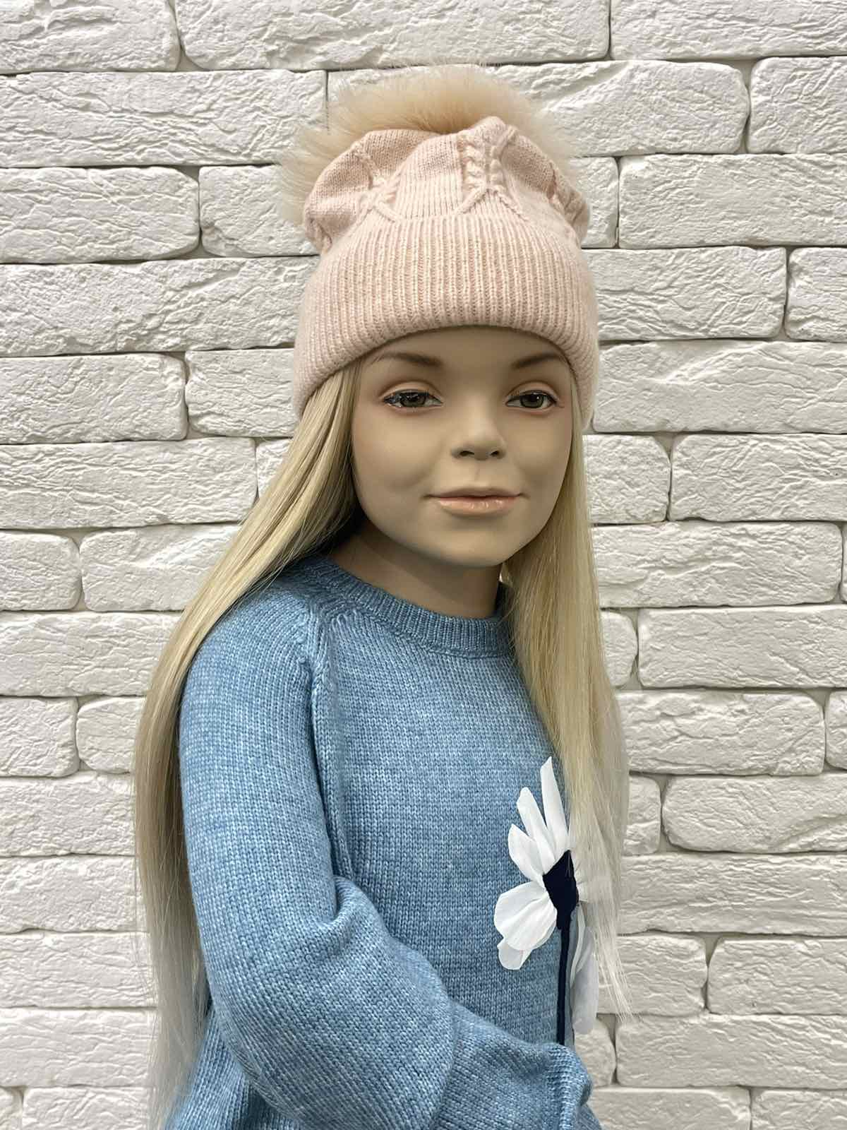 Шапка для дівчинки з помпоном рожевий 25WI18ПЕ-2