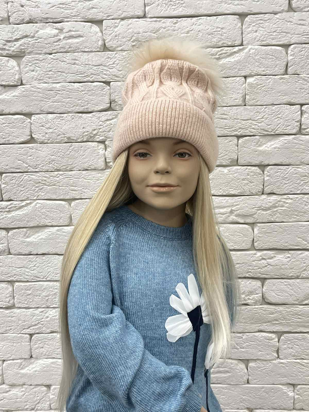 Шапка для дівчинки з помпоном рожевий 25WI95ПЕ-3