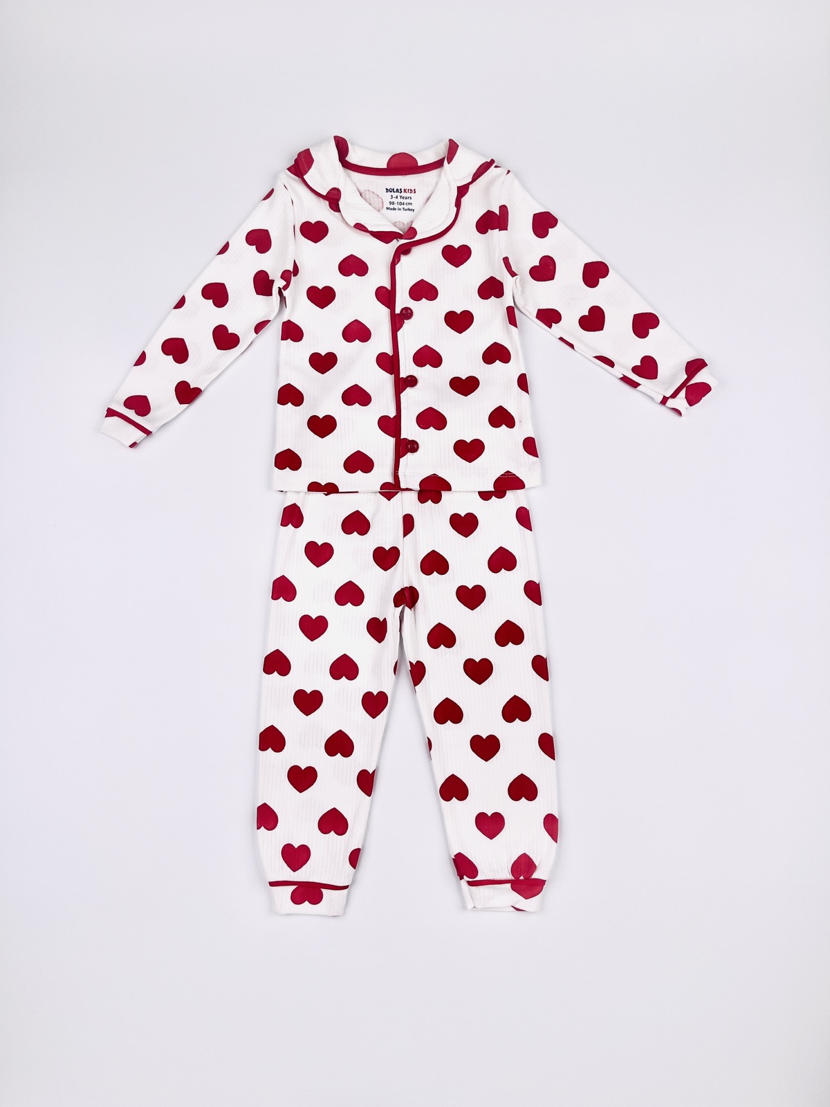 Піжама для дівчинки серденька червоний 060-2811
