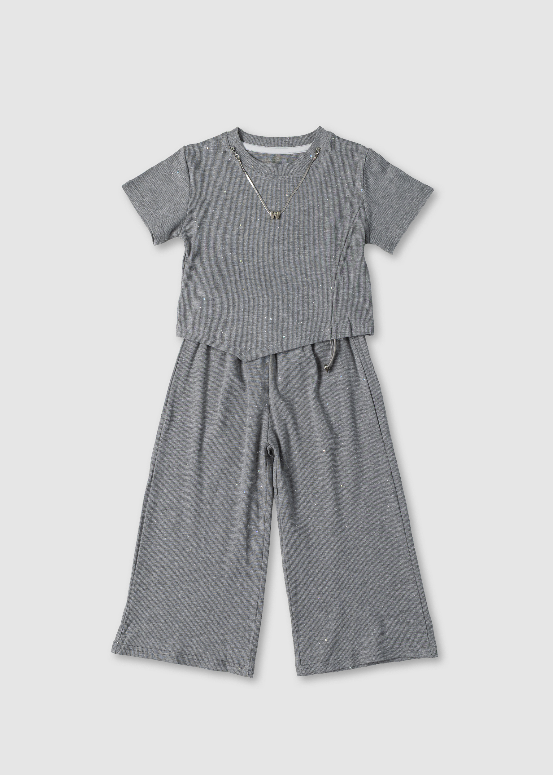 Комплект для дівчинки футболка+штани сірий 75215-2