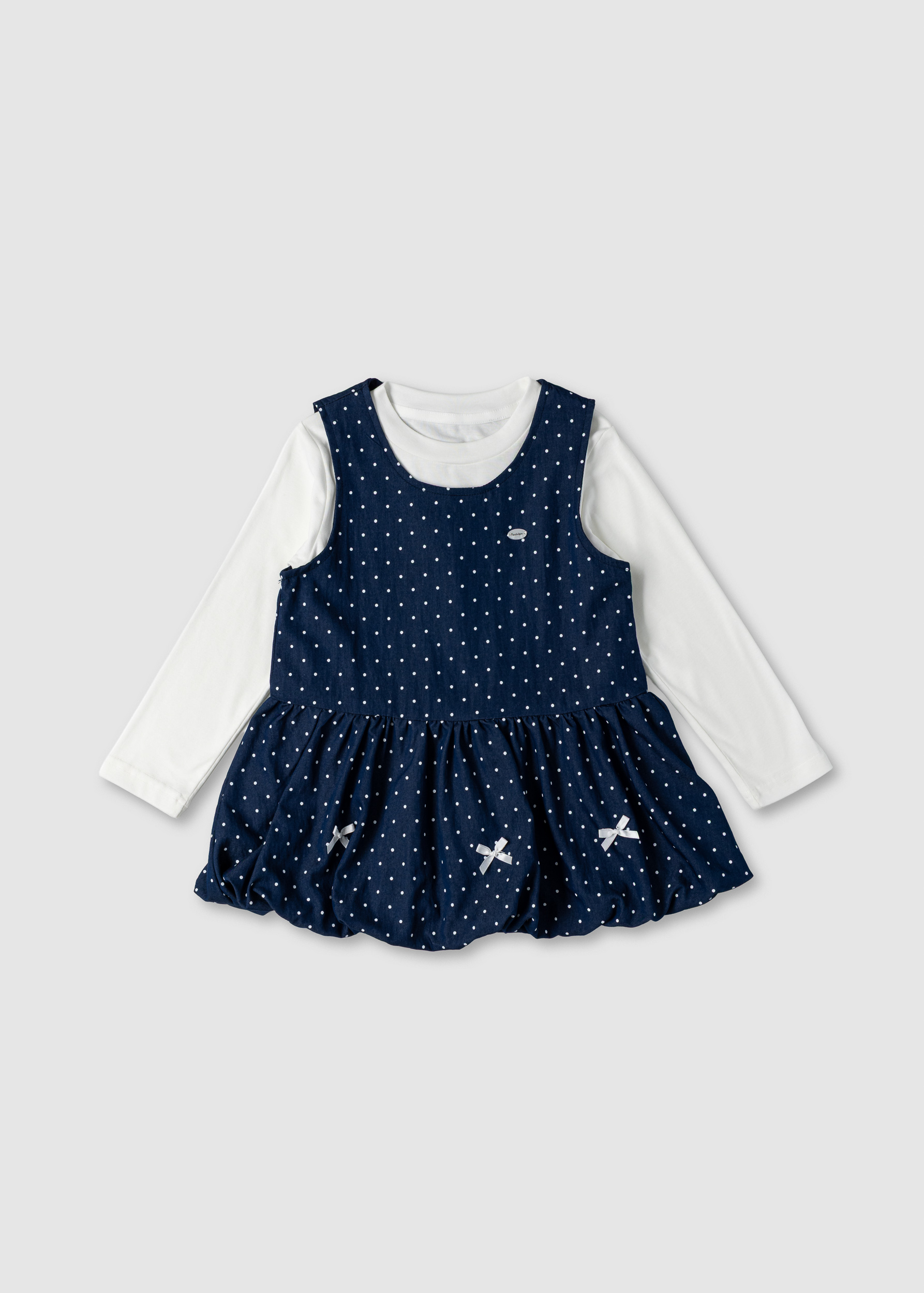 Комплект для дівчинки (сукня, лонг) синій Y1103